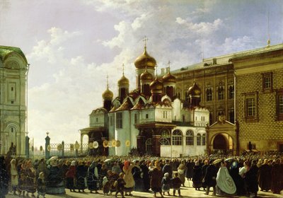 Osterprozession in der Maria-Verkündigungskathedrale in Moskau, 1860 von Karl Fridrikh Petrovich Bodri
